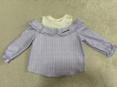 西松屋 ラベンダー チェック柄 長袖ブラウス 130cm
