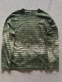 Stussy 長袖カットソー ボーダー オリーブ Sサイズ