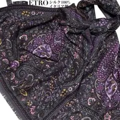 極美品✨ETRO エトロ シルク混 ペイズリー イタリア 大判ストール スカーフ