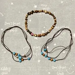 ナチュラル系アンクレット ウッドビーズ ターコイズ ナチュラルウッド