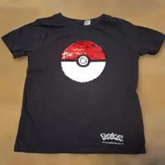 ポケモン スパンコール Tシャツ ブラック