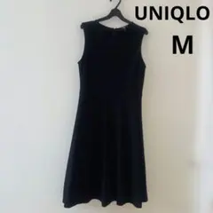 UNIQLO　ユニクロ　ノースリーブ　ポンチフレアーワンピース　黒　M