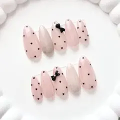 新作♡ネイルチップ　フレンチガーリー　ドット　ワンホン　リボン　ピンクネイル