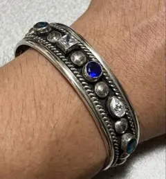 メキシカン バングル スタッズ ストーン 宝石 ロープ シルバー 빈티지