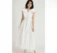 【SNIDEL】スナイデル　白オーバーショルダーワンピース 0(S)