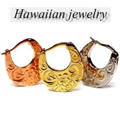 【SALE】ハワイアンジュエリー　クラシカル プルメリア　フープピアス　夏