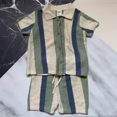 H&M ベビー　シャツ　セットアップ　ショートパンツ　ボーダー　ソウガラ　夏