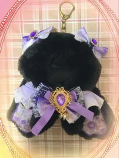 ぬい服　着ぐるみ　ハンドメイド　黒　紫　うさぎ　10cmぬいぐるみ用　ちびぐるみ