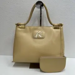 3728 kitamura キタムラ　ハンドバッグ　ゴールド金具　レザー　無地