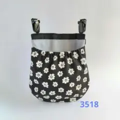 フタなし 移動ポケット お花 黒 再販 3518