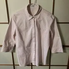 courrèges クレージュ ストライプ シャツ ピンク　9号　綿