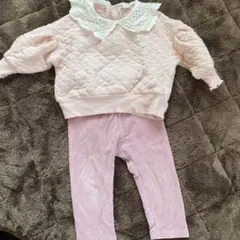 ピンク キルティング トレーナーとパンツ セット