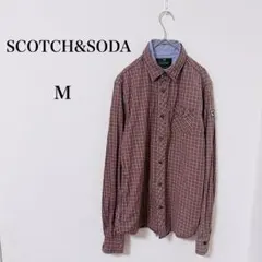 スコッチ＆ソーダ◇長袖ウエスタンシャツ チェック柄 ストライプ切替 M ワッペンのサムネイル