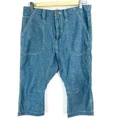 美品 インディゴ染め シャンブレー ハーフパンツ 五分丈 グローバルワーク 31