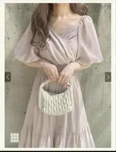 GRL カシュクールバルーンスリーブティアードワンピース