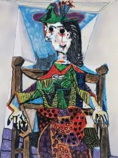 パブロ・ピカソ、ドラ・マールの肖像、希少な大判額装用画集より、新品