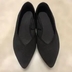 GU ポインテッドトゥ ニットフラットシューズ ブラック