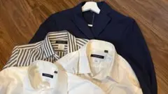 【夏用セット】ネイビー スーツジャケット&シャツ3枚