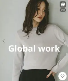 GLOBAL WORK グローバルワーク　アンチピリング　リブハイネック　ニット