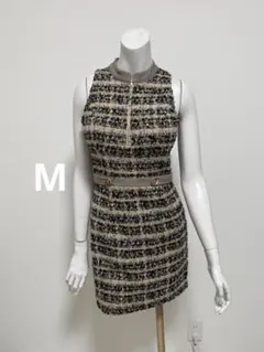 ROBE de FLEURS Glossyグロッシードレスツイードブラウンドレス