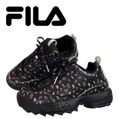 【極美品】FILA フィラ ディスラプター2 厚底 マルチ グラフィック ロゴ