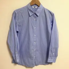 UNIQLO 水色 ストライプ 長袖シャツ M