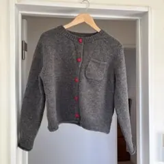 長袖カーディガン 赤いハートボタン