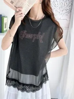 新品★クラシカルエルフ★裾レースラメシアーチュール×プリントTシャツ