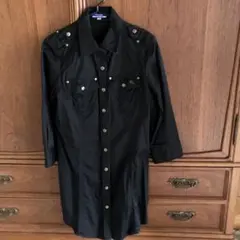 シャツワンピース ブラック 長袖
