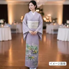 裄65.5 身丈162☆高級品質 作家物 正絹綸子 一つ紋色留袖 鴛鴦柄 薄灰 