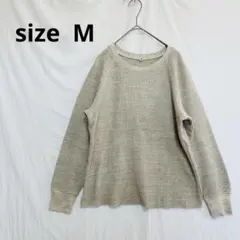 ユニクロ♦︎ワッフルカットソー ベージュ 長袖 ナチュラル M