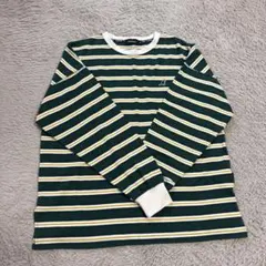 長袖ボーダーカットソー ダークグリーン
