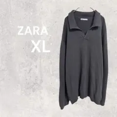 ザラ ZARA スキッパーシャツ風 カットソー トップス 長袖 グレー XL