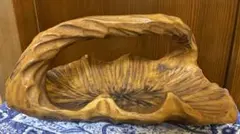 【ヴィンテージ】スイス製 木彫り ハンドル付きボウル 天然木 一木削り出し