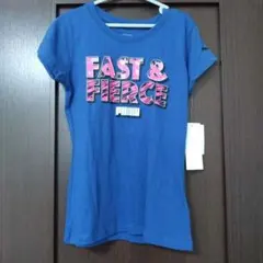 PUMA青TシャツUS6