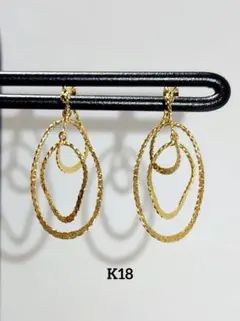 K18 デザイン フープピアス