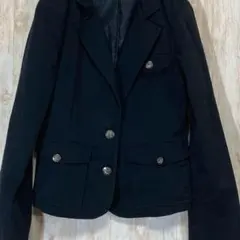 レディースジャケット　黒　M　シルバーボタン　左右ポケット　オフィス　式