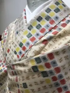 ◇おふく◇アンティーク 銘仙 着物 カラフルな格子柄 - メルカリ