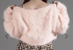 シャギークロップドカーディガン ピンク