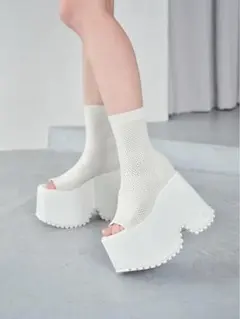 厚底 ソックスサンダル ホワイト オープントゥのサムネイル