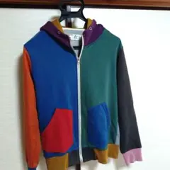 カラフルフロントジッパーパーカー