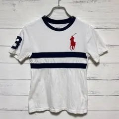 ポロラルフローレン Tシャツ ビッグポニー ナンバリング ホワイト 紺 S