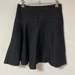 23区ストライプデザイン フレアスカート 黒