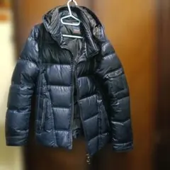 NICOLE CLUB フード付きダウンジャケット 光沢濃紺