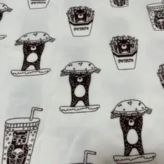 ニット生地　くまバーガー　ブラウン　ホワイト
