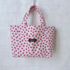 ハンドメイド　トートバッグ（いちごピンク）