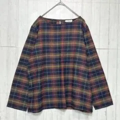 未使用　長袖トップス　ブラウン【M】　チェック　レディース　秋冬用