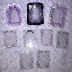 硬質ケースデコ レースデコ シールデコ 紫 白 黒 9枚セット 韓国 y2k