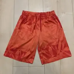 スリーポイント バスケットボールパンツ 幾何学模様オレンジショートパンツ