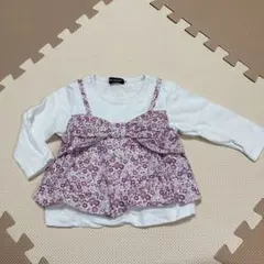 Bebe 花柄重ね着風Tシャツ 80